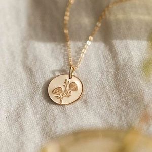 Buttercup Flower Engraved Chic Cute Charm Necklace